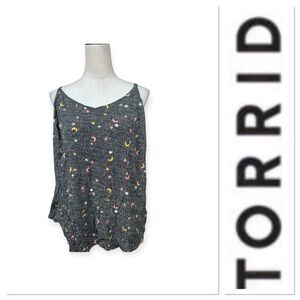 Torrid black tank top colorful celestial stars and moon print size 2-2X/18-20